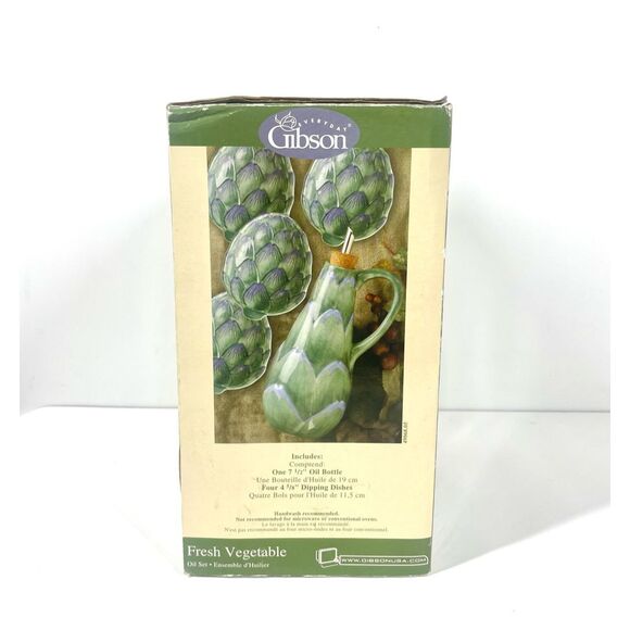 Gibson Cookware Fresh Vegetable 5pc Artichoke Oil Dipping Set Vintage NIB - Picture 2 of 8